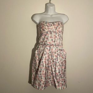Pink & Gray Polka-dot strapless dress